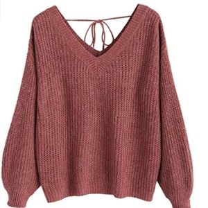 Oversized V Neck Long Sleeve Loose Pullover